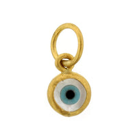 24K Yellow Gold Quartz Evil Eye Charm