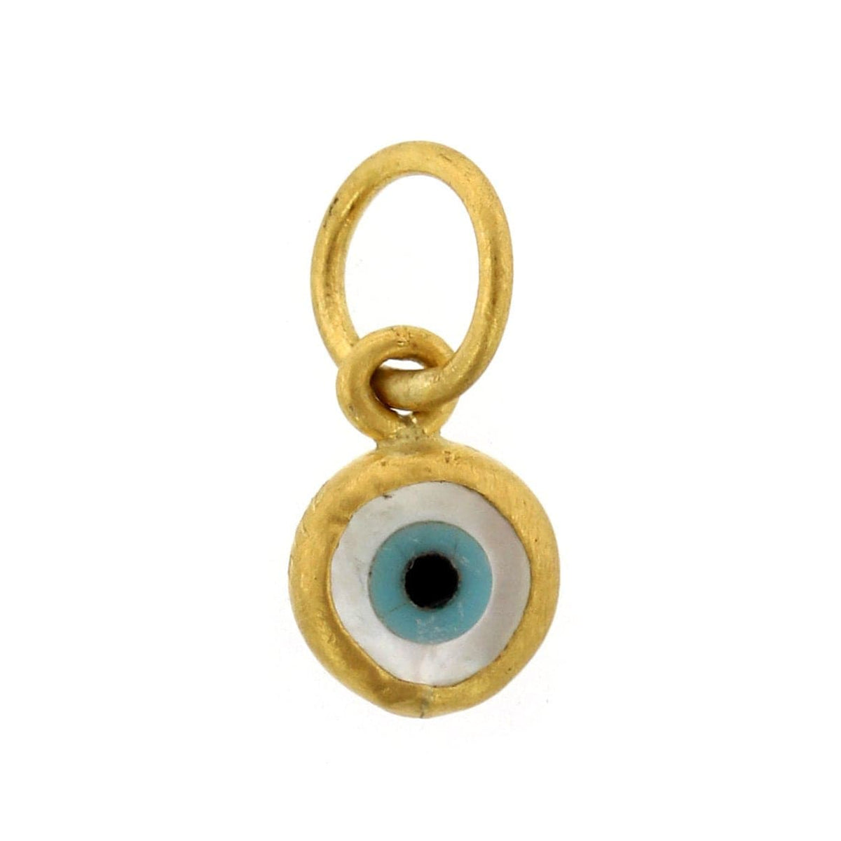 24K Yellow Gold Quartz Evil Eye Charm