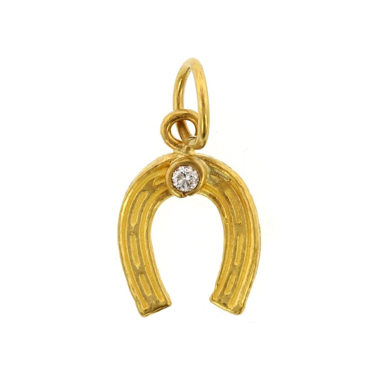 24K Yellow Gold Diamond Horse Shoe Charm