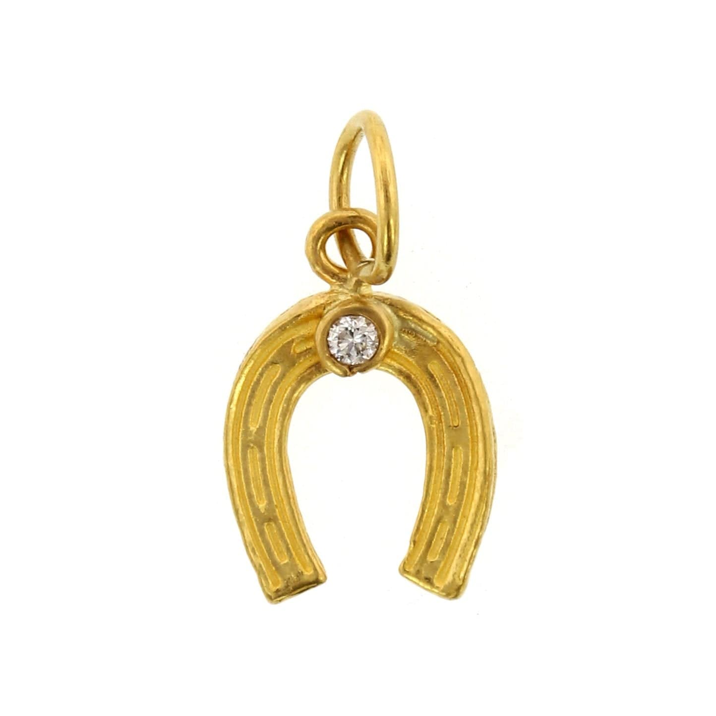 24K Yellow Gold Diamond Horse Shoe Charm