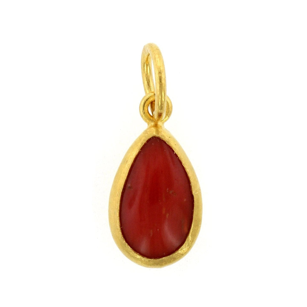24K Yellow Gold Pear Coral Charm