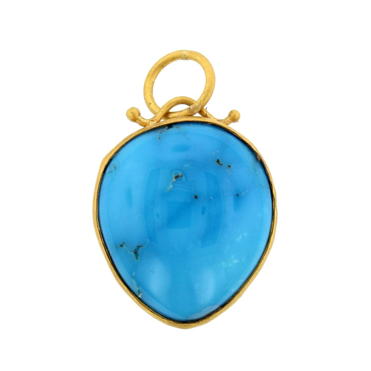 24K Yellow Gold Turquoise Charm