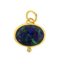 24K Yellow Gold Azurite Diamond Charm