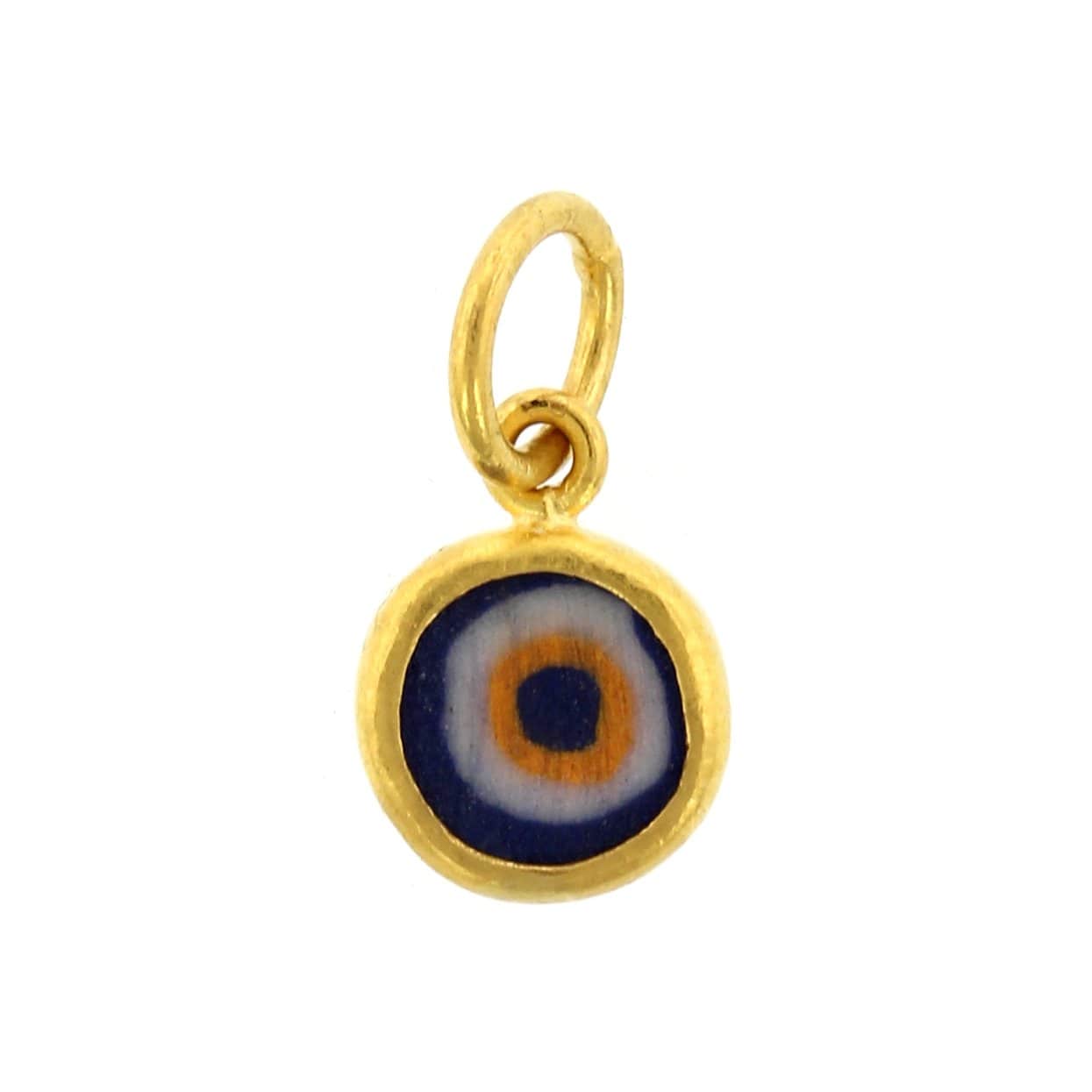 24K Yellow Gold Quartz Evil Eye Charm