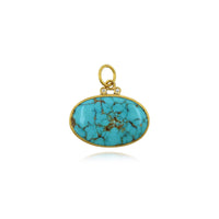 24K Yellow Gold Turquoise with Diamond Charm