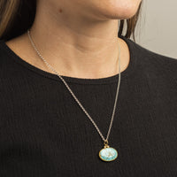 24K Yellow Gold Turquoise with Diamond Charm