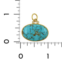 24K Yellow Gold Turquoise with Diamond Charm