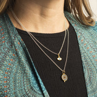 24K Yellow Gold Mosaic Evil Eye Charm