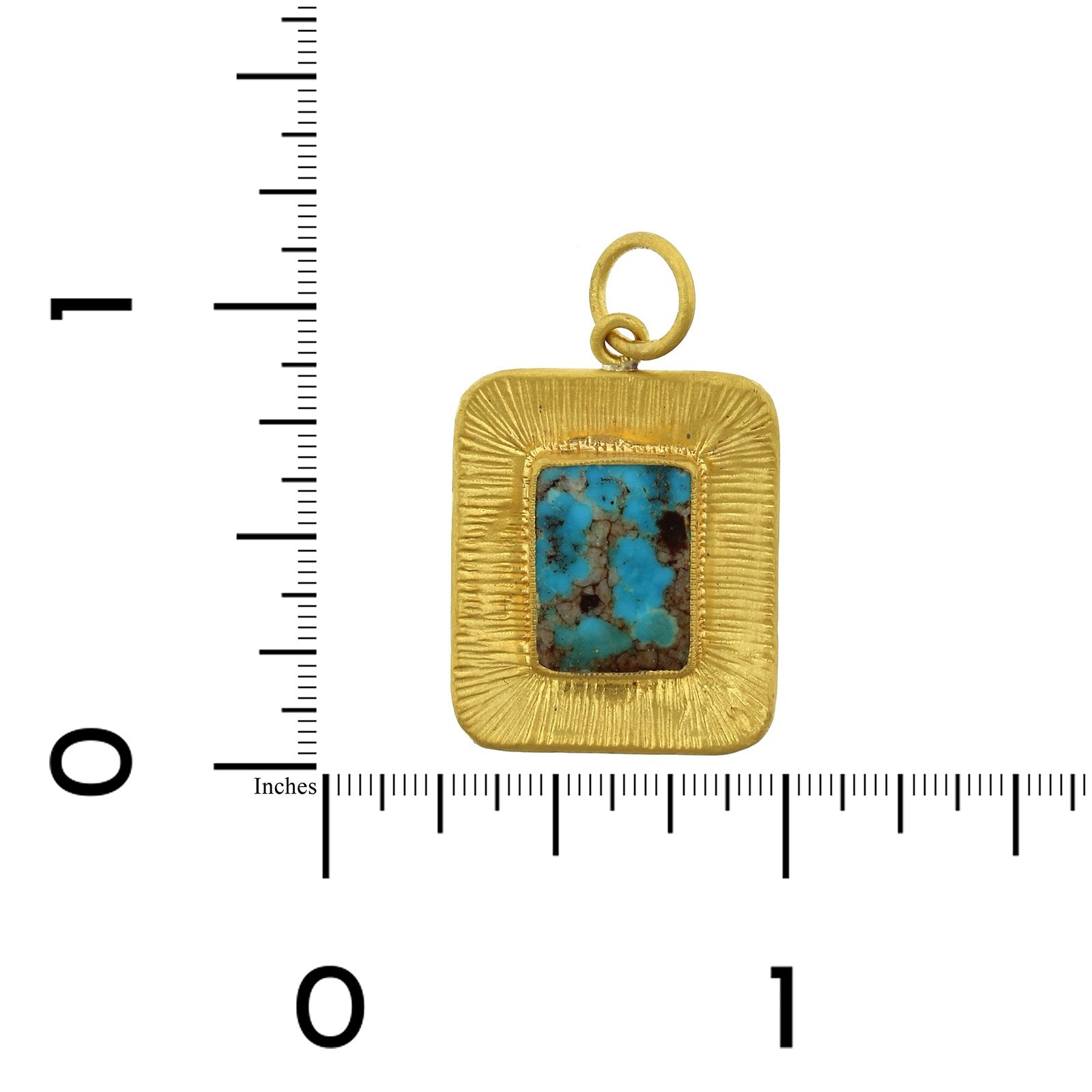 24K Yellow Gold Rectangle Turquoise Charm