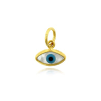 24K Yellow Gold Mother of Pearl Evil Eye Charm