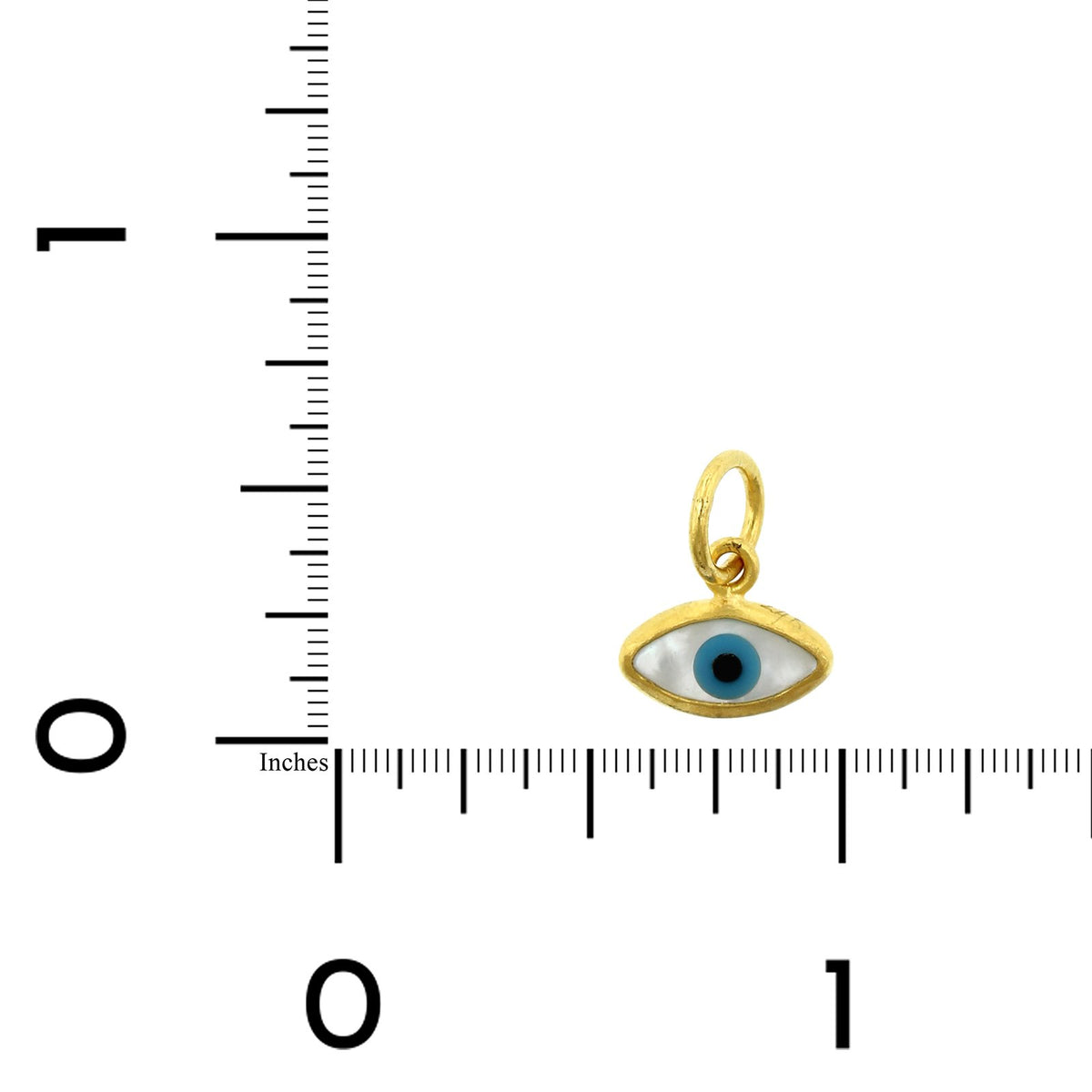 24K Yellow Gold Mother of Pearl Evil Eye Charm