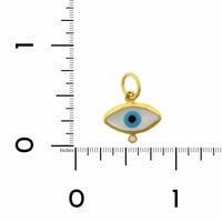 24K Yellow Gold Mother of Pearl Evil Eye Diamond Charm
