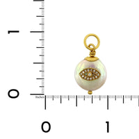 24K Yellow Gold Pearl Diamond Evil Eye Charm