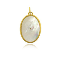 24K Yellow Gold Emerald and Mother of Pearl Charm