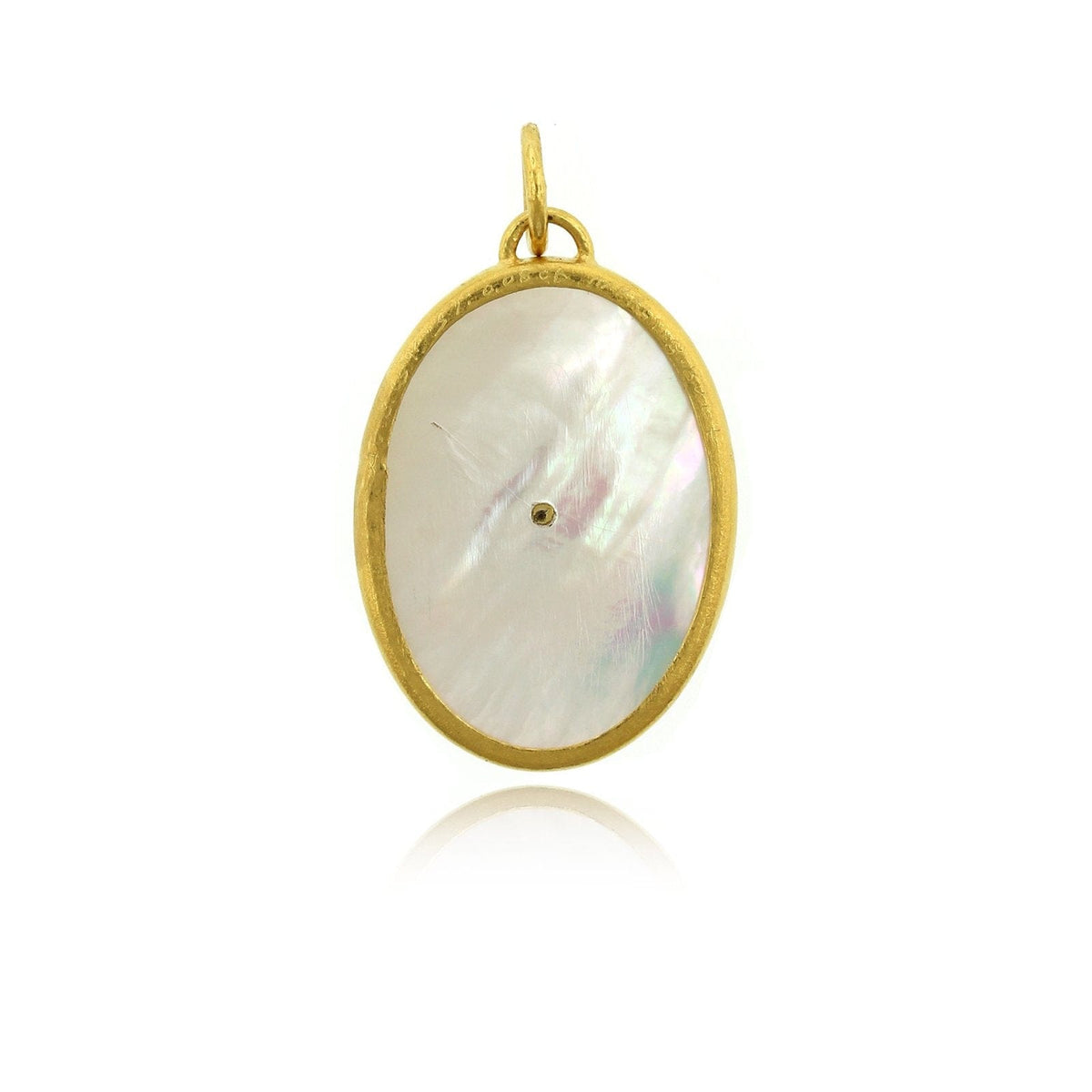 24K Yellow Gold Emerald and Mother of Pearl Charm