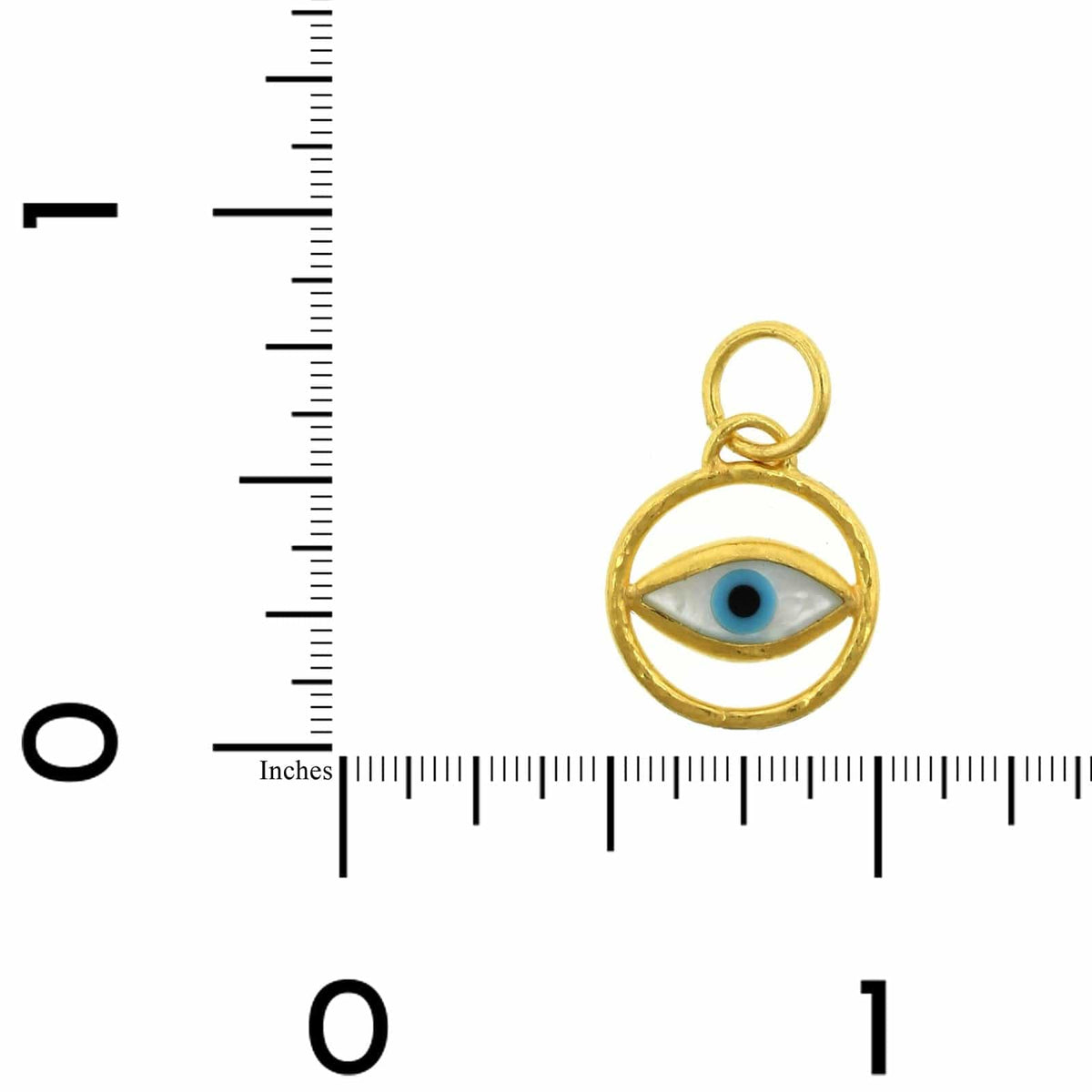 24K Yellow Gold Mother of Pearl Evil Eye Charm