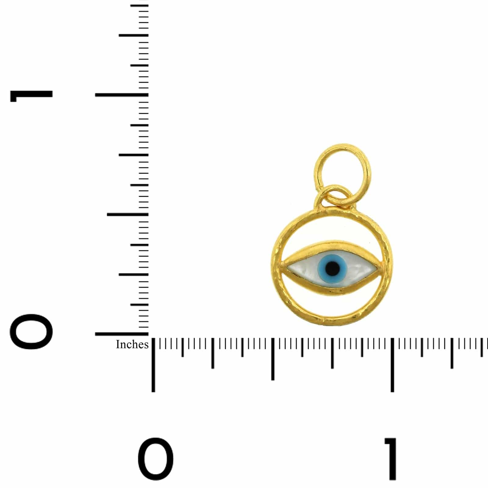 24K Yellow Gold Mother of Pearl Evil Eye Charm