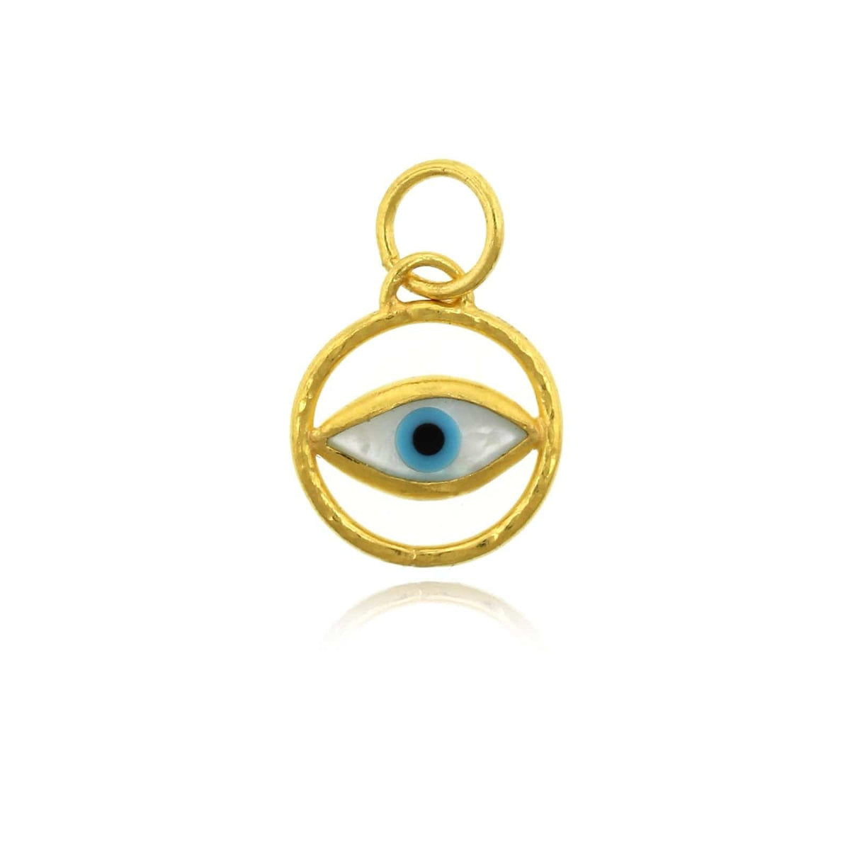 24K Yellow Gold Mother of Pearl Evil Eye Charm