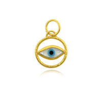 24K Yellow Gold Mother of Pearl Evil Eye Charm