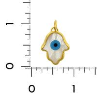 24K Yellow Gold Mother of Pearl Evil Eye Hamsa Charm