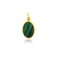 24K Yellow Gold Oval Malachite Charm