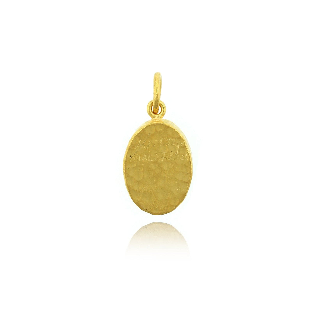24K Yellow Gold Oval Malachite Charm