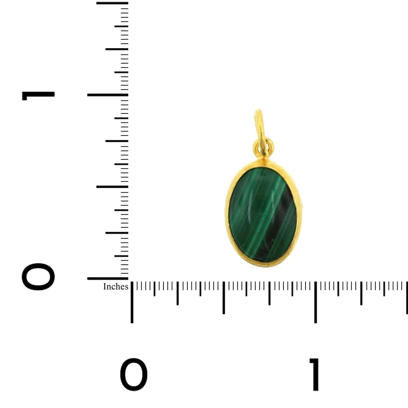 24K Yellow Gold Oval Malachite Charm