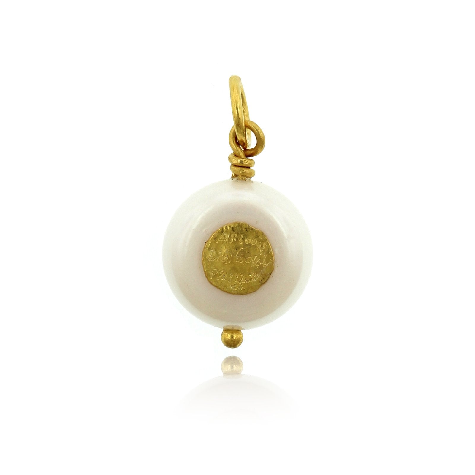 24K Yellow Gold Pearl with Diamond Charm
