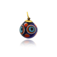 24K Yellow Gold Round Quartz Evil Eye Charm