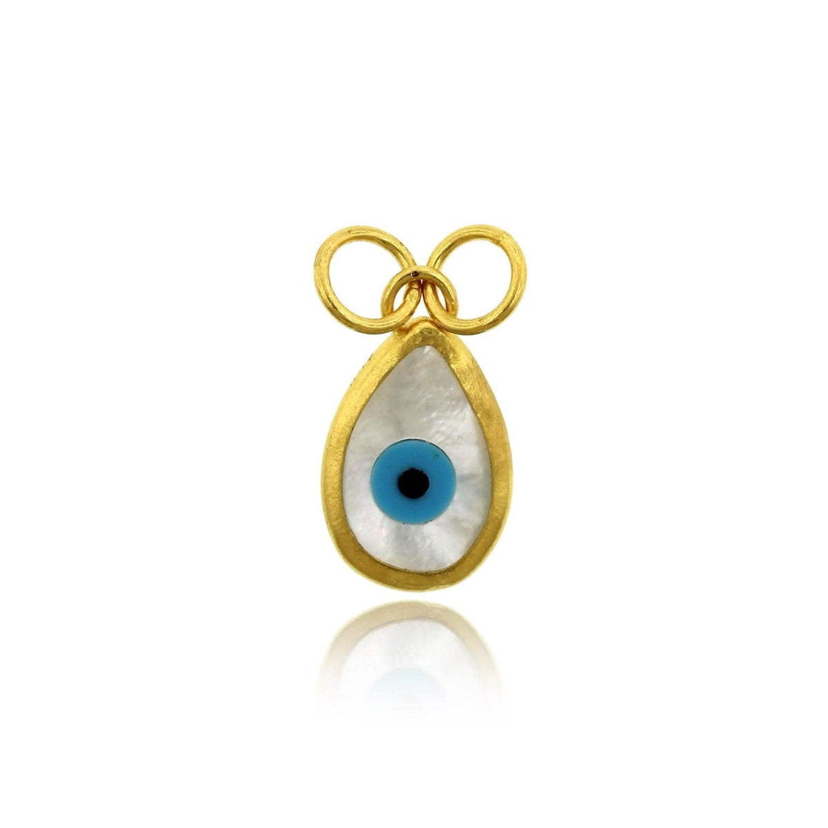 24K Yellow Gold Mother of Pearl Evil Eye Charm
