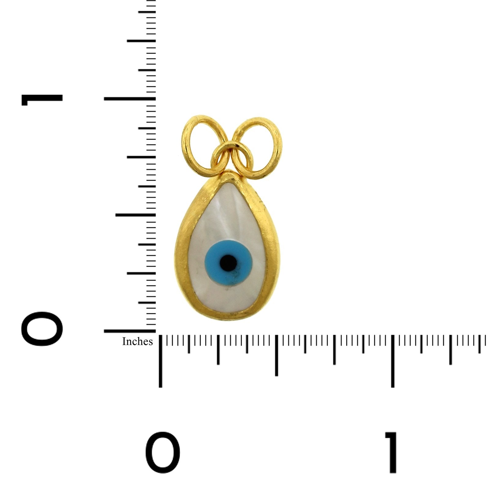 24K Yellow Gold Mother of Pearl Evil Eye Charm