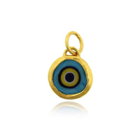 24K Yellow Gold Quartz Evil Eye Charm
