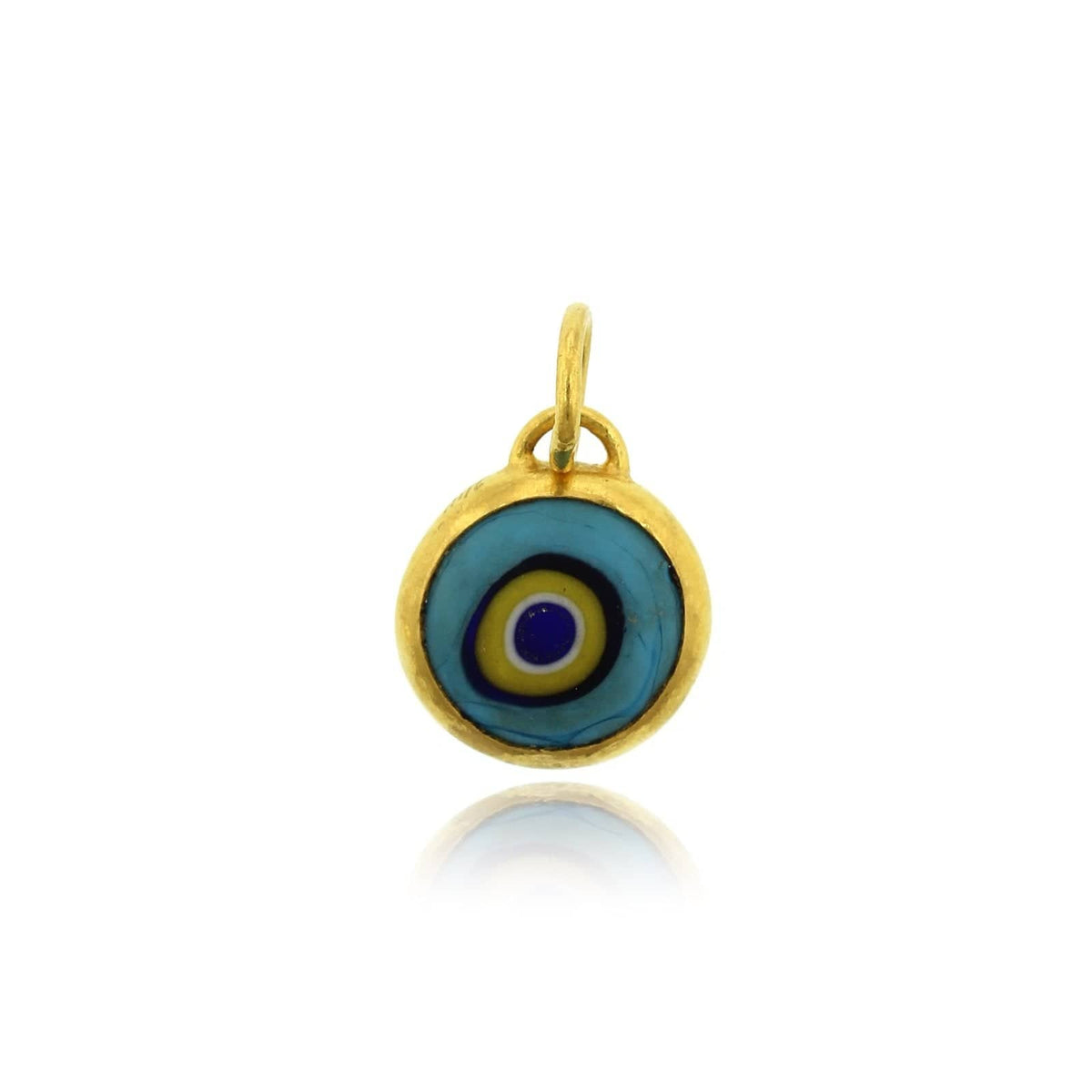 24K Yellow Gold Quartz Evil Eye Charm