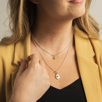 24K Yellow Gold Mother of Pearl Evil Eye Charm