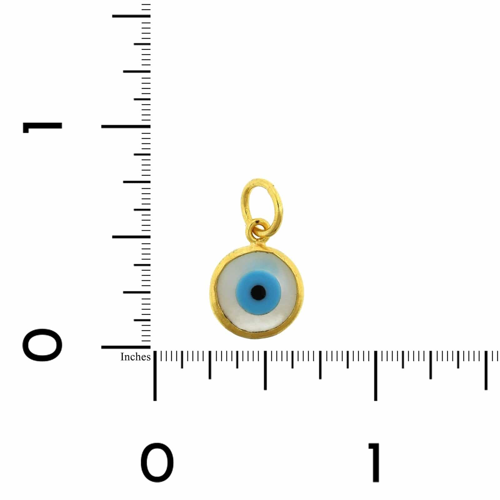 24K Yellow Gold Mother of Pearl Evil Eye Charm