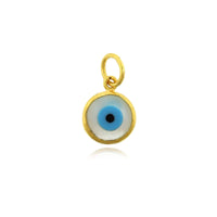 24K Yellow Gold Mother of Pearl Evil Eye Charm