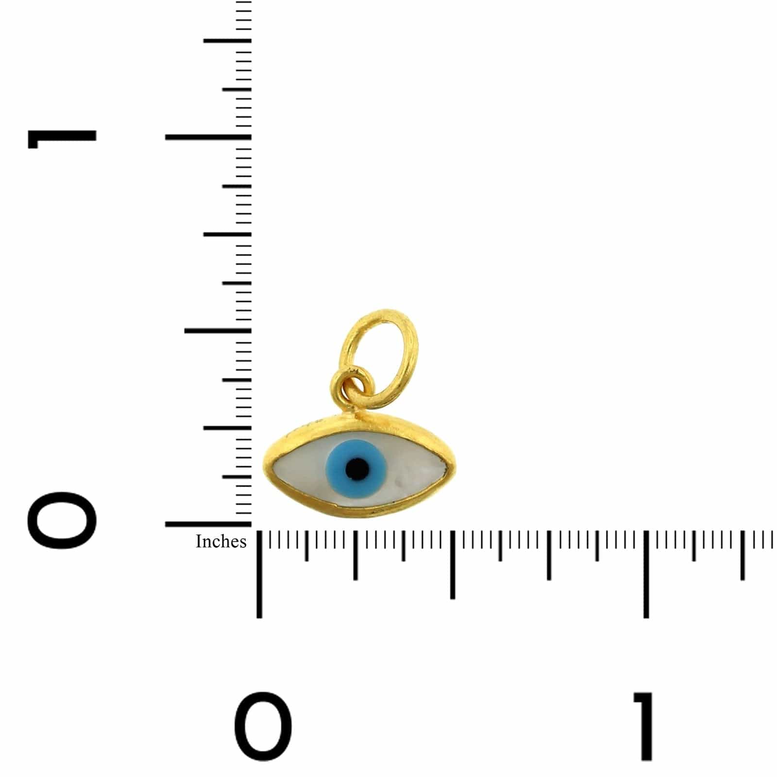 24K Yellow Gold Mother of Pearl Evil Eye Charm