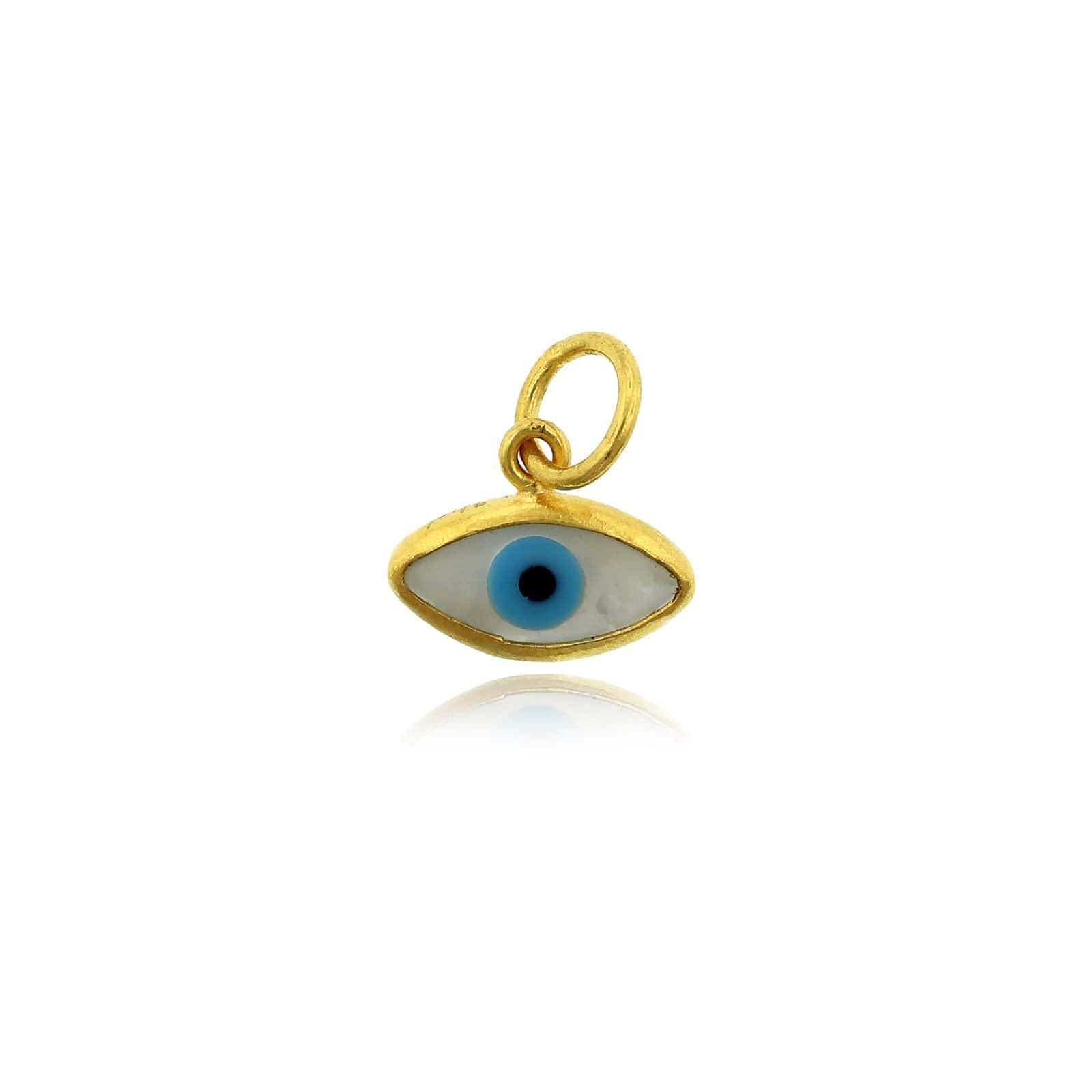 24K Yellow Gold Mother of Pearl Evil Eye Charm