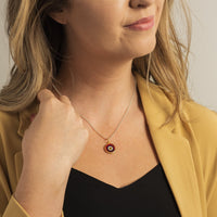 24K Yellow Gold Quartz Evil Eye Charm