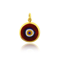 24K Yellow Gold Quartz Evil Eye Charm