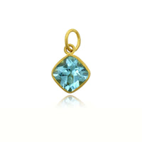 24K Yellow Gold Blue Topaz Charm