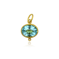 24K Yellow Gold Blue Topaz with Diamond Charm