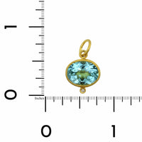24K Yellow Gold Blue Topaz with Diamond Charm