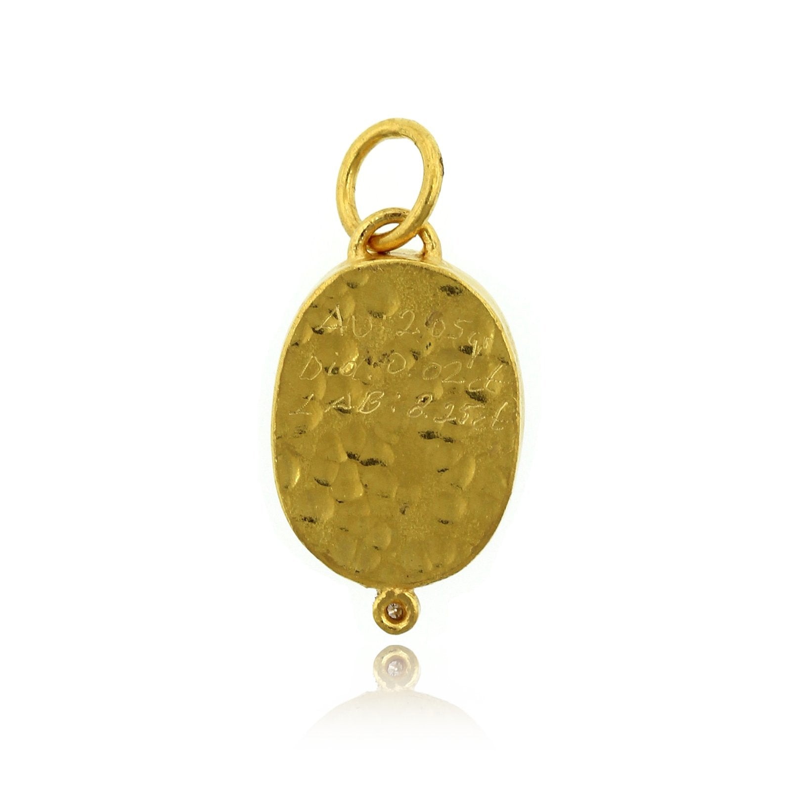 24K Yellow Gold Labradorite with Diamond Charm