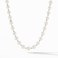 Long Graduated Pearl Necklace with 18K Yellow Gold