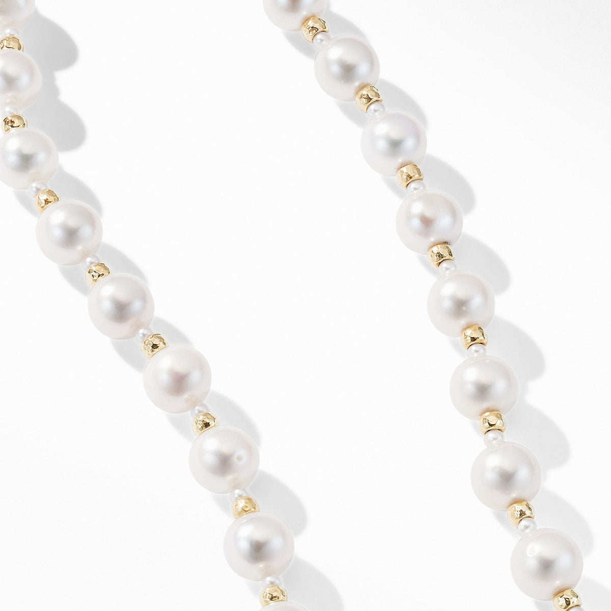 Long Graduated Pearl Necklace with 18K Yellow Gold