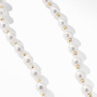 Long Graduated Pearl Necklace with 18K Yellow Gold