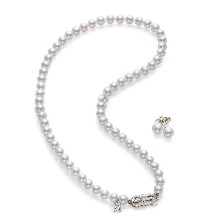 18K White Gold Pearl 2 Piece Set