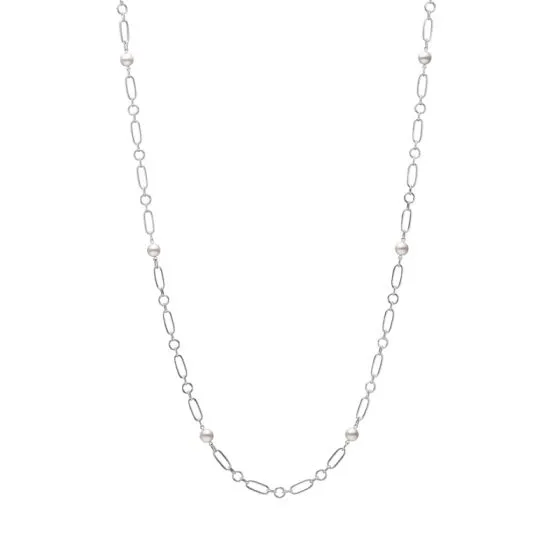 Mikimoto 18K White Gold Pearl Station Necklace