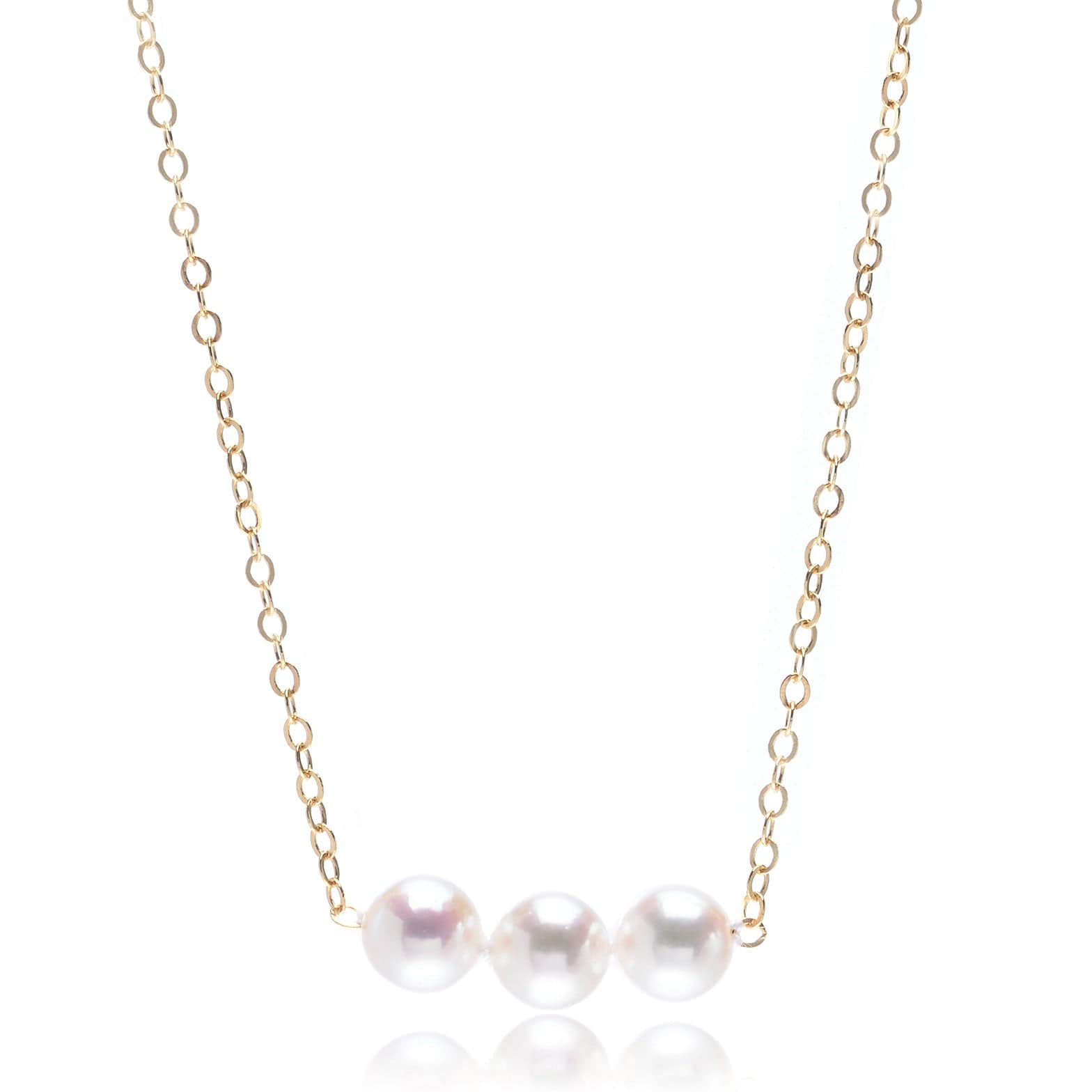 14K Yellow Gold Three Princess Pearl 6mm Pendant